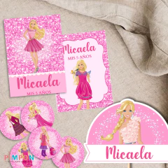Kit imprimible textos editables - Barbie
