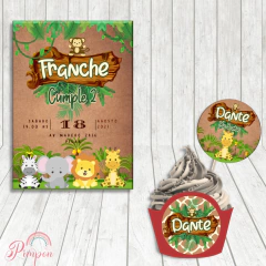 Kit imprimible textos editables - Animales de la selva - tienda online