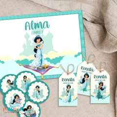 Kit imprimible textos editables - Princesa Jazmin en internet