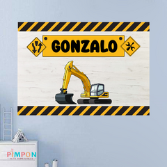Banner imprimible digital 2 x 1.5 mts - VEHICULOS CONTRUCCION - EXCAVADORA MOD. 01
