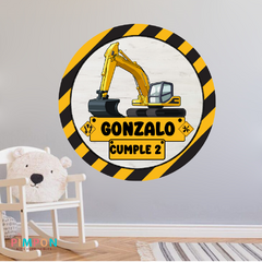 Banner imprimible digital 1.20 mts - VEHICULOS CONTRUCCION - EXCAVADORA MOD. 01