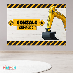 Banner imprimible digital 2 x 1.5 mts - VEHICULOS CONTRUCCION - EXCAVADORA MOD. 02