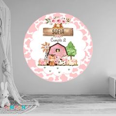 Banner imprimible digital 1.20 mts - granja acuarela rosa mod. 01