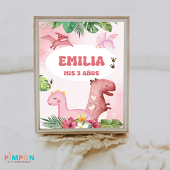 Kit imprimible personalizado - Dinosaurios acuarela mod. 02 (rosa) - comprar online
