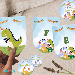 Kit imprimible personalizado - Dinosaurios party dino (verde) - comprar online