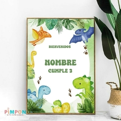 Kit imprimible personalizado - Dinosaurios acuarela mod. 02 (verde)