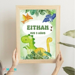 Kit imprimible personalizado - Dinosaurios acuarela mod. 02 (verde) - pimpon