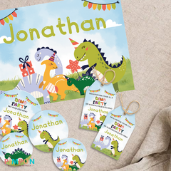 Kit imprimible personalizado - Dinosaurios party dino (verde)