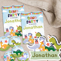 Image of Kit imprimible textos editables - Dinosaurios party dino (verde)