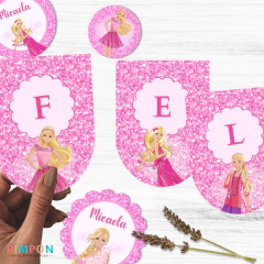 Kit imprimible textos editables - Barbie - comprar online