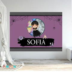Banner imprimible digital 2 x 1.5 mts - Merlina Addams