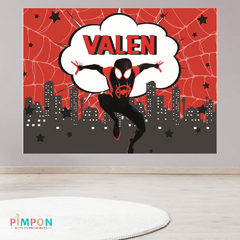 Banner imprimible digital 2 x 1.5 mts - spiderman - spiderverse - miles morales