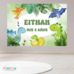 Banner imprimible digital 2 x 1.5 mts - DINOSAURIOS ACUARELA 02