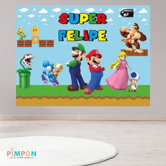 Banner imprimible digital 2 x 1.5 mts - super mario bros mod. 01