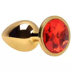 PLUG ANAL DOURADO JÓIA VERMELHA - P
