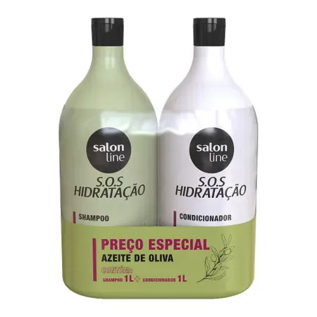 KIT SALON LINE SHAMPOO E CONDICIONADOR S.O.S HIDRATAÇÃO AZEITE DE OLIVA 1 LITRO