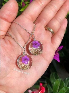 Cordão Orgonite Redondo Flor 45cm em Prata 925. - comprar online
