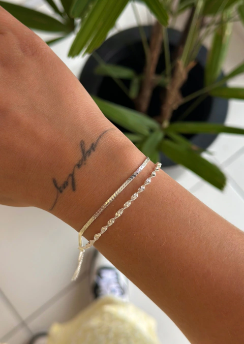 Pulseira Trançada Malha Prata