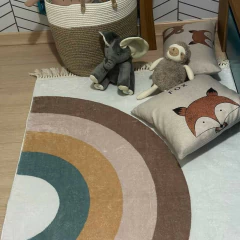 Tapete Infantil Retangular Arco-íris Terroso com Tassel na internet