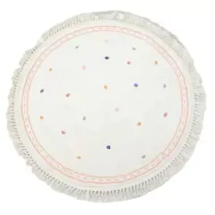 tapete infantil redondo com pontinhos coloridos e tassel
