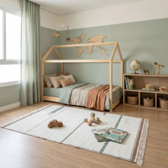 Tapete Infantil Retangular Rotas Verde com Tassel - comprar online