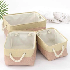 Cesto Organizador Retangular Linho - Rosa e Cru - Unidade Individual - comprar online