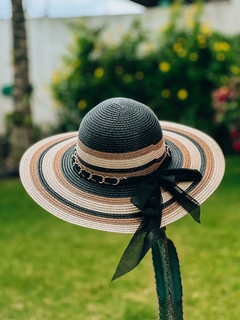 CHAPÉU BEGE COM PRETO COM LAÇO