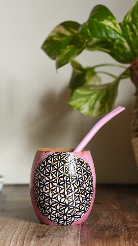 MATE ARTESANAL FLOR DE LA VIDA