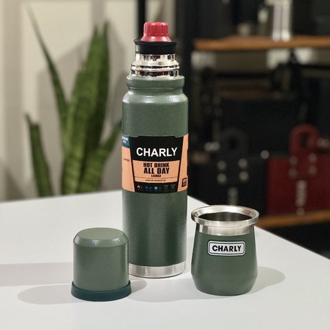 COMBO PREMIUM: TERMO + MATE GRABADO - VERDE