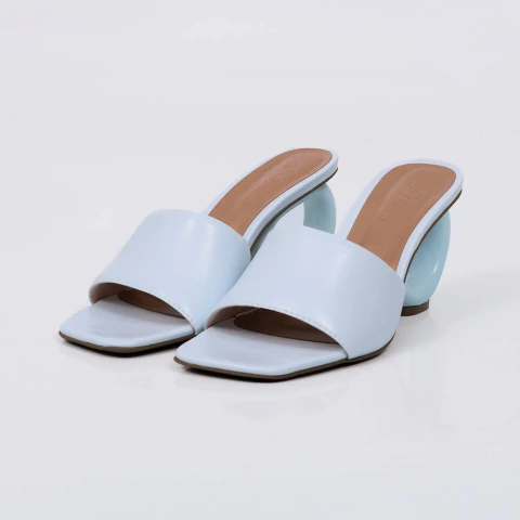 Elia - Tamanco Feminino Salto Escultural Redondo Azul - comprar online