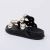 Akira - Papete Feminina Anatômica de Bico Redondo Aplicação Preta - Not-Me Shoes - Fábrica Própria de Calçados Femininos