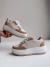 Barcelona - Tênis Feminino Casual Cadarço Plataforma Off-white/Nude - comprar online
