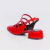 Bel - Mule Slingback Feminino Fivelas Bico Redondo Salto Grosso Vermelho Ferrari na internet