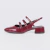 Bel - Mule Slingback Feminino Fivelas Bico Redondo Salto Grosso Vermelho Marsala - comprar online