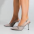Bela - Scarpin Slingback Feminino Fivela Bico Fino Salto Alto Verniz Cinza