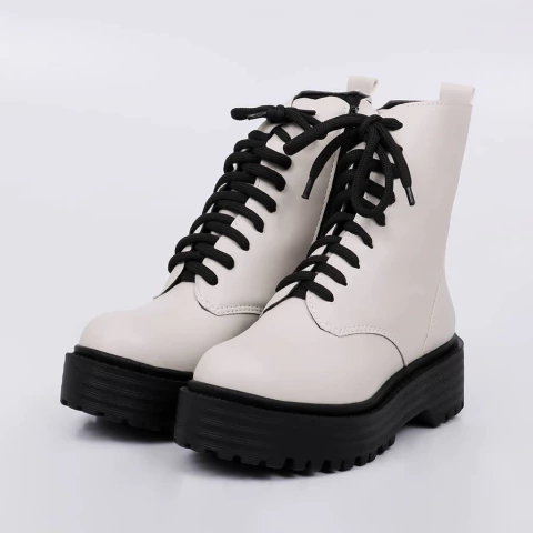 Box - Coturno Feminino Tratorado com Cadarço Cinza - comprar online