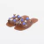Bruna - Rasteira Feminina Pedras Aplicação Cacau/Azul - comprar online
