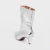 Camila - Bota Feminina Bico Redondo Salto Baixo Fino Cano Médio Prata - Not-Me Shoes - Fábrica Própria de Calçados Femininos