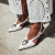 Catar - Scarpin Feminino Bico Fino Slingback Aplicação Branco