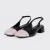 Cris - Slingback Feminino Verniz Bico Redondo Salto Grosso Off-White/Preto