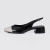 Cris - Slingback Feminino Verniz Bico Redondo Salto Grosso Off-White/Preto - comprar online