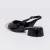 Cris - Slingback Feminino Verniz Bico Redondo Salto Grosso Off-White/Preto na internet