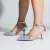 Cristal - Scarpin Feminino Bico Fino Salto Baixo Tela Aplicações Prata