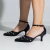 Cristal - Scarpin Feminino Bico Fino Salto Baixo Tela Aplicações Preto