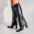Elisa - Bota Feminina Dobrada Bico Redondo Salto Grosso Cano Longo Preta - comprar online