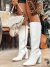 Bota Off-White Bico Fino Salto Bloco Cano Alto Com Zíper Not-me Shoes