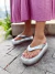 Chinelo de Dedo Feminino Prata Flatform Tiras Largas Plataforma Not-me Shoes