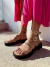 Sandália Nude  Tratorada Com Tachas Bico Quadrado Not-me Shoes