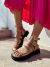 Sandália Nude  Tratorada Com Tachas Bico Quadrado Not-me Shoes
