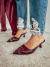 Lari - Mule Feminino Bico Fino Salto Baixo Vermelho Marsala - loja online